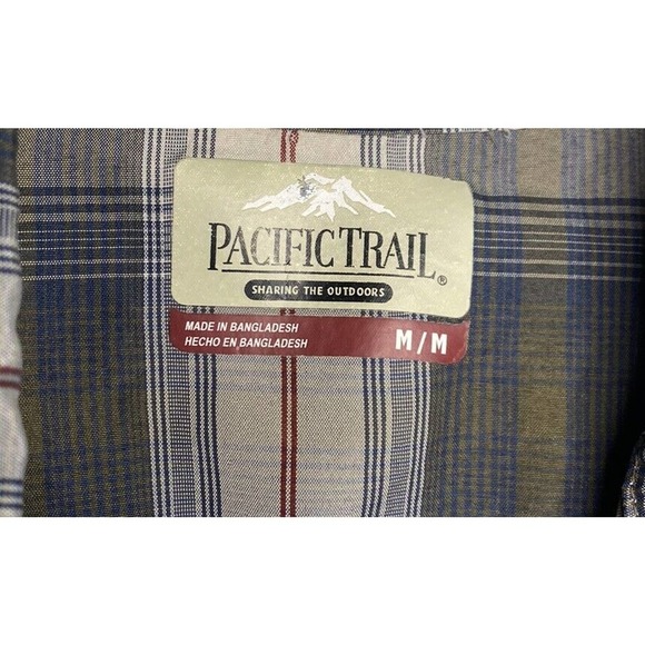 Pacific Trail Mens M Medium‎ Plaid Vented T-Shirt Outdoor Button Up - Picture 3 of 7